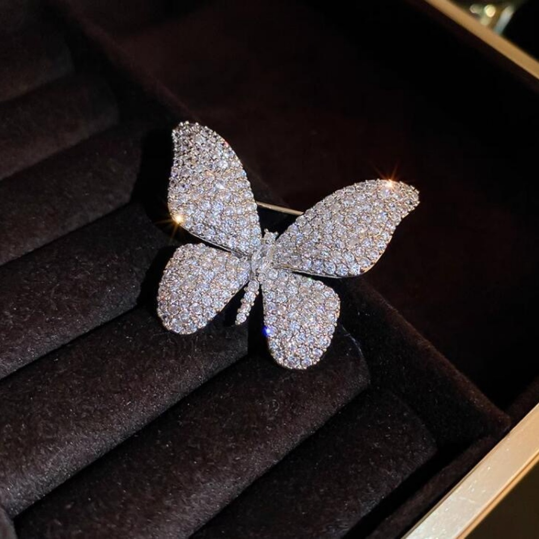 High End Women'S Formal Wear - New full-diamond ultra-bright butterfly brooch for