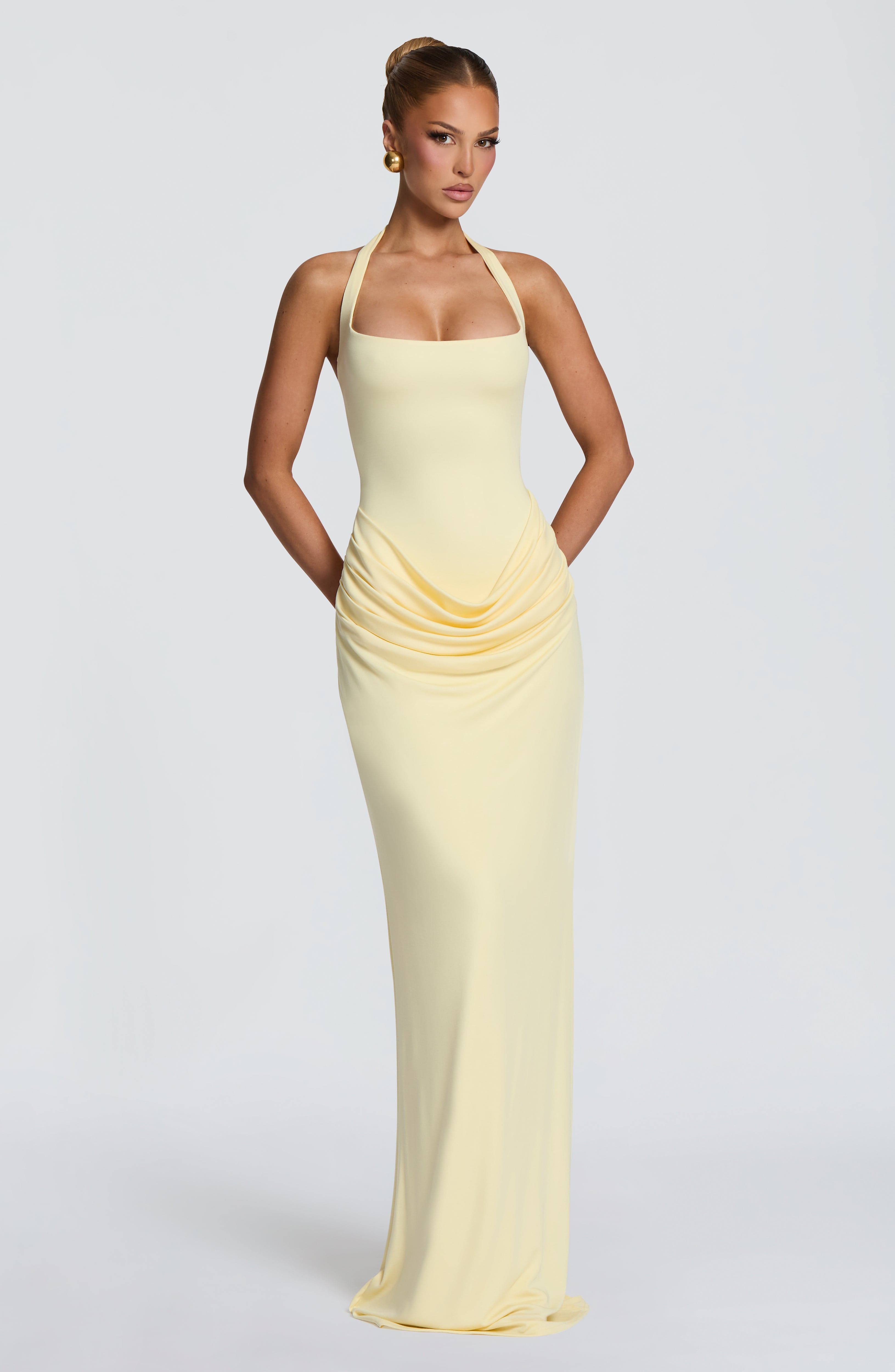 Women'S Formal Wear Wedding - Halter Square Neck Maxi Dress Waist