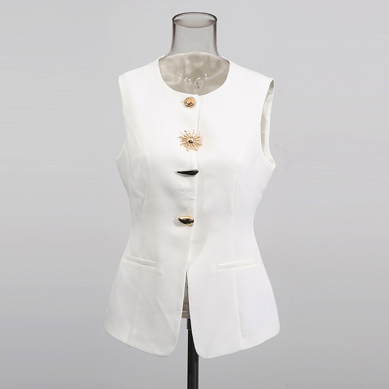 White O-neck Vest Golden Speci - Women Formal Wear Vest recension och pris