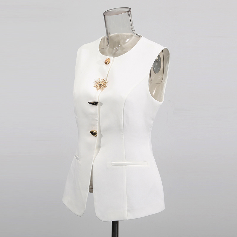 White O-neck Vest Golden Speci - Women Formal Wear Vest recension och pris