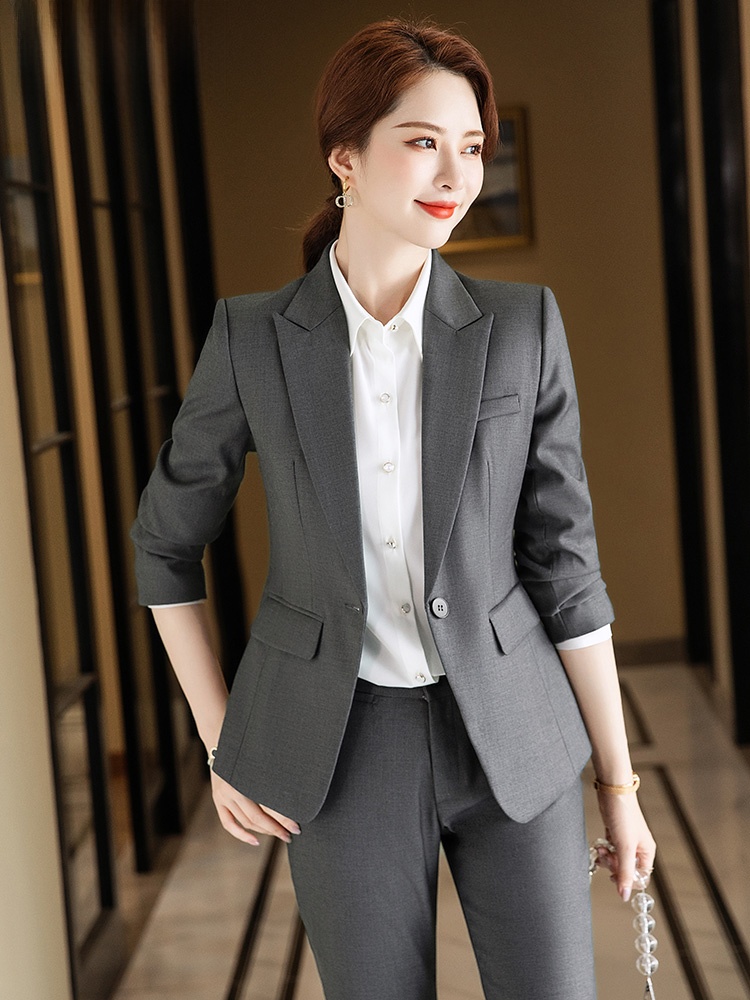 Gray Suit Set for Women Spring - High End Women'S Formal Wear recension och pris