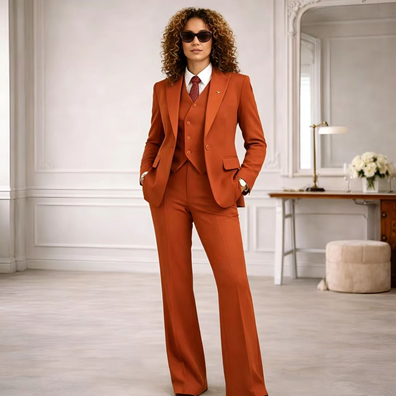 Rust Women's Suits 3 Pcs Vinta - Women Formal Wear Vest recension och pris