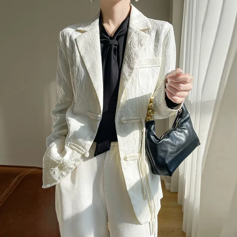 Women's White Textured Blazer  - Women'S Formal Wear Jackets recension och pris