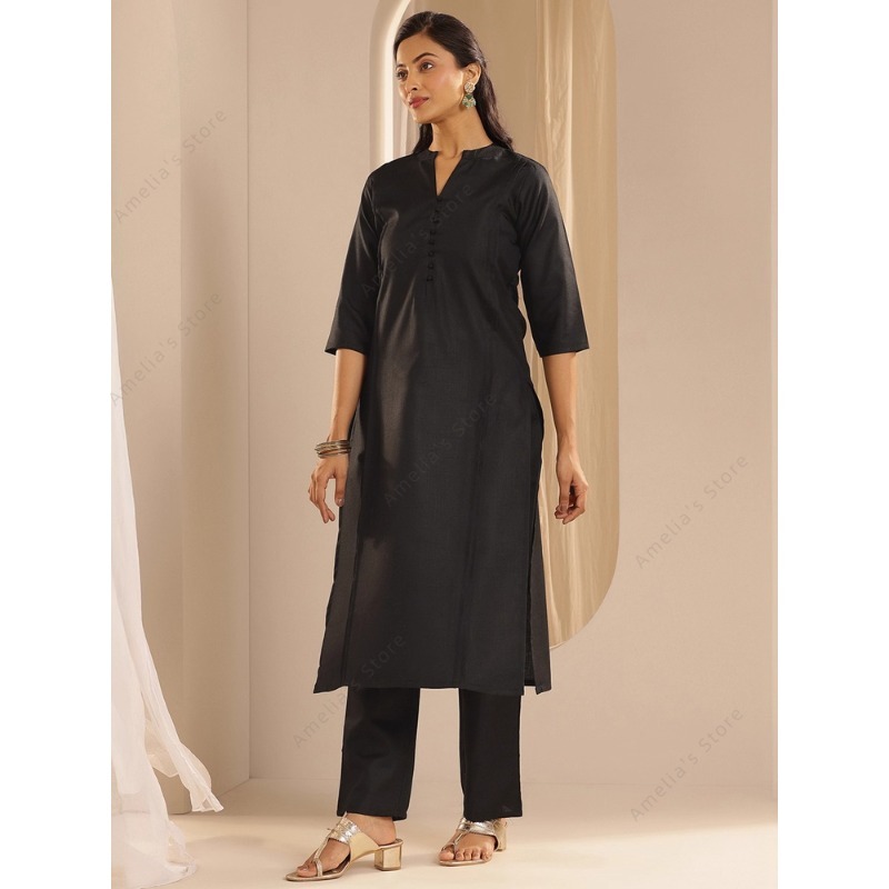 Women's Black Jacquard Kurta P - Women Formal Wear Ethnic recension och pris