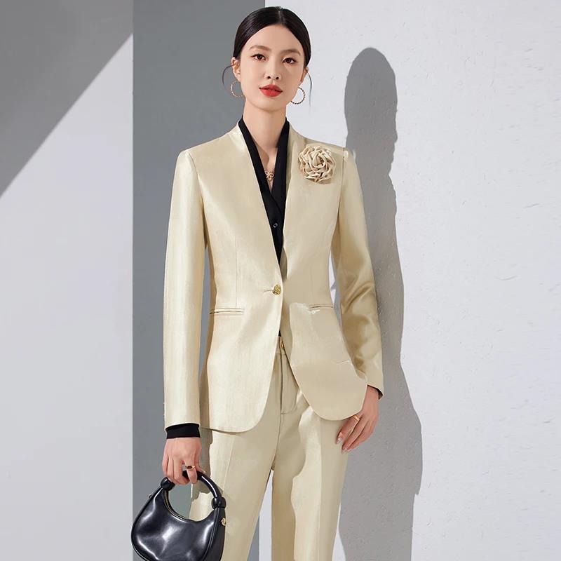 Women Blazer Pants Sets Gold A - Women'S Office Formal Wear For Ladies recension och pris