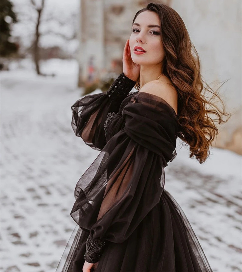 Customized Gothic Black Weddin - Women'S Gothic Formal Wear recension och pris