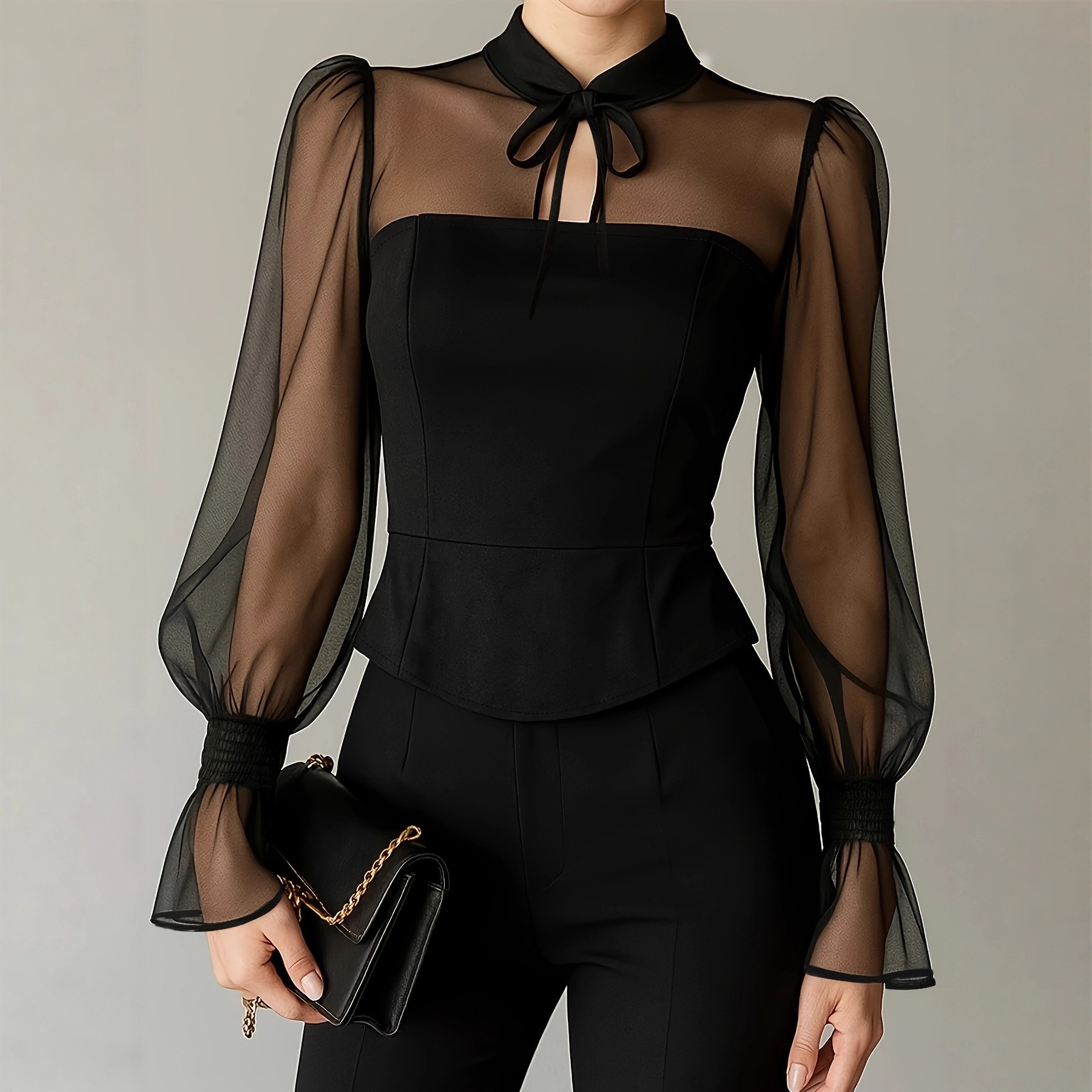 Elegant Puff Sleeve Blouse for - Women Formal Blouses For Evening Wear recension och pris