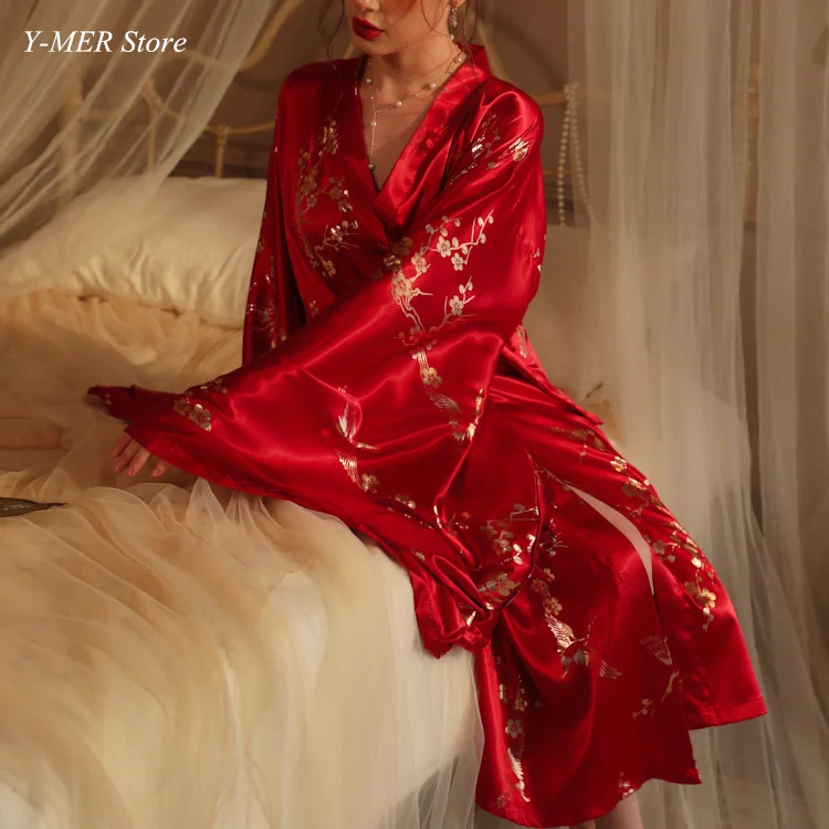 Bronzing Floral Kimono Robe Ch - Women'S Formal Wear Wedding recension och pris